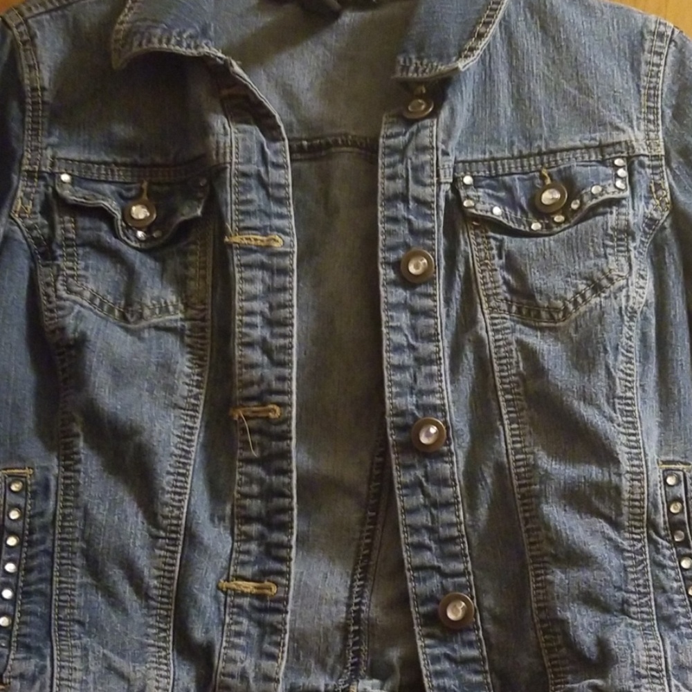 Baccini jean jacket, embellished with jewels